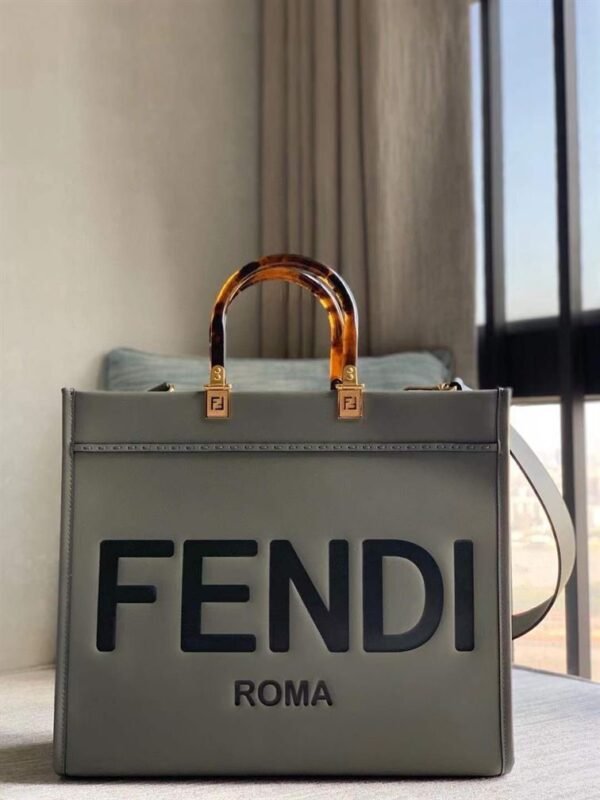 fendi陽光中灰色皮革購物車-F019